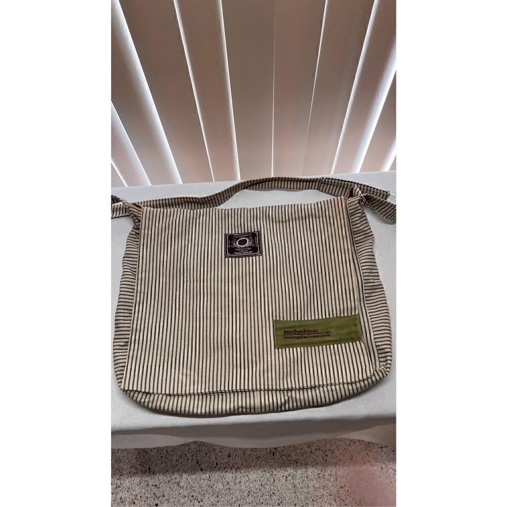 Mochachino Los Angeles New York Striped Adjustable Brown Messenger Crossbody Bag